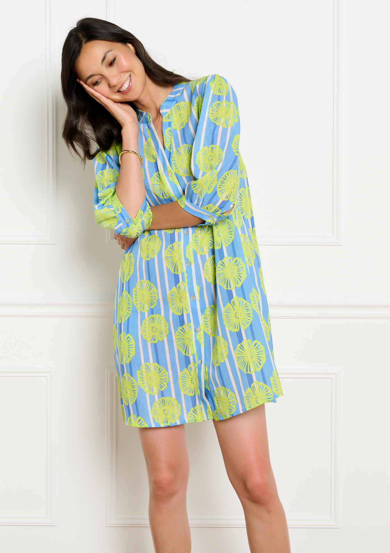 Robe chemise imprimée fluide, LOLALIZA
