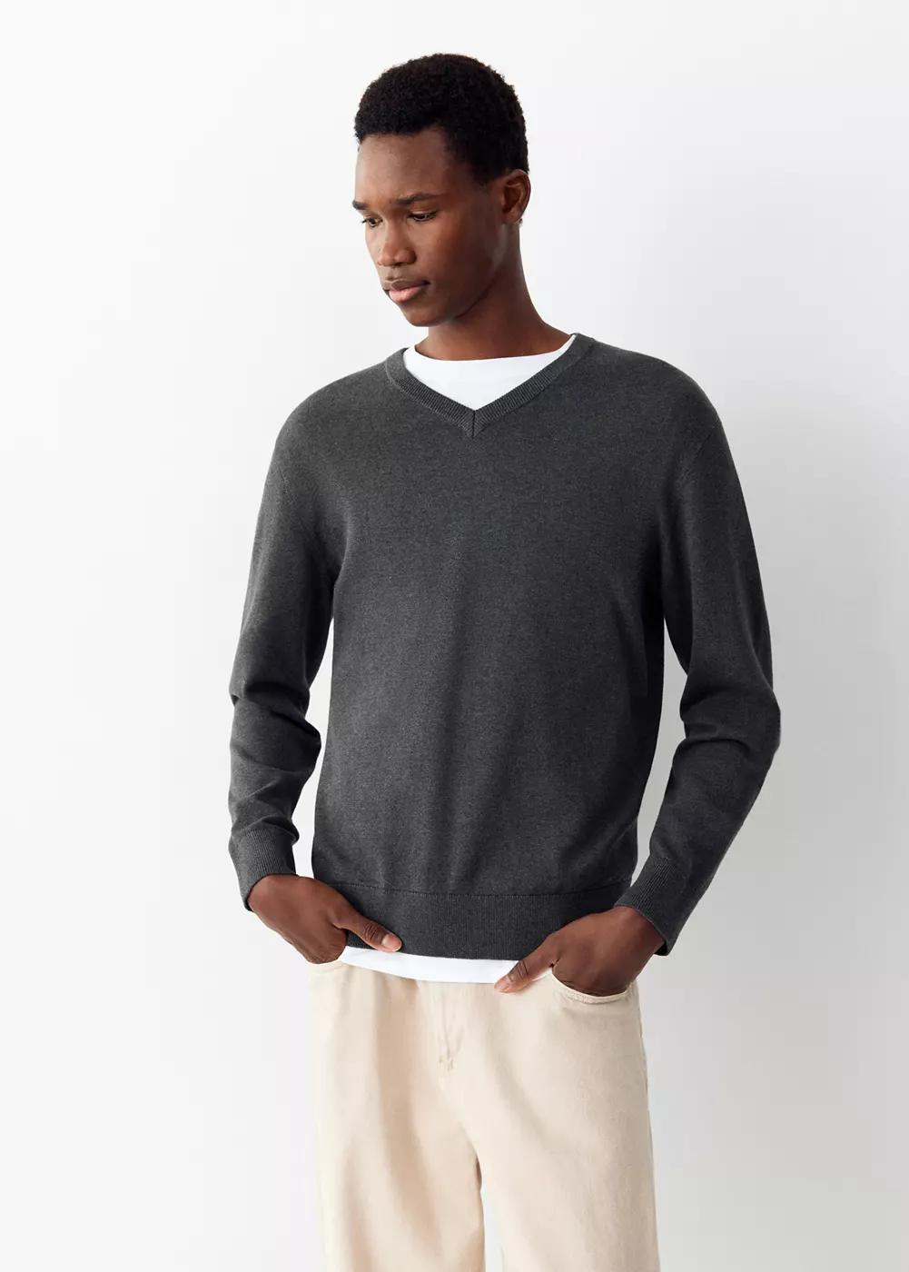 Pull-over coton col V, MANGO TEEN