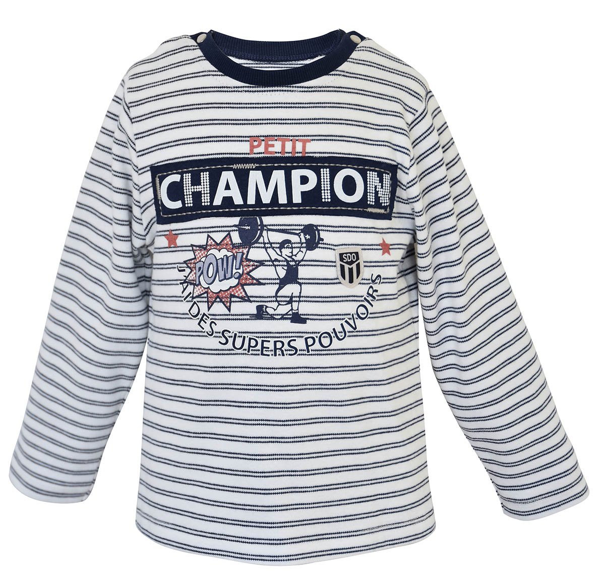 T-shirt garcon raye manches longues, SUCRE D'ORGE