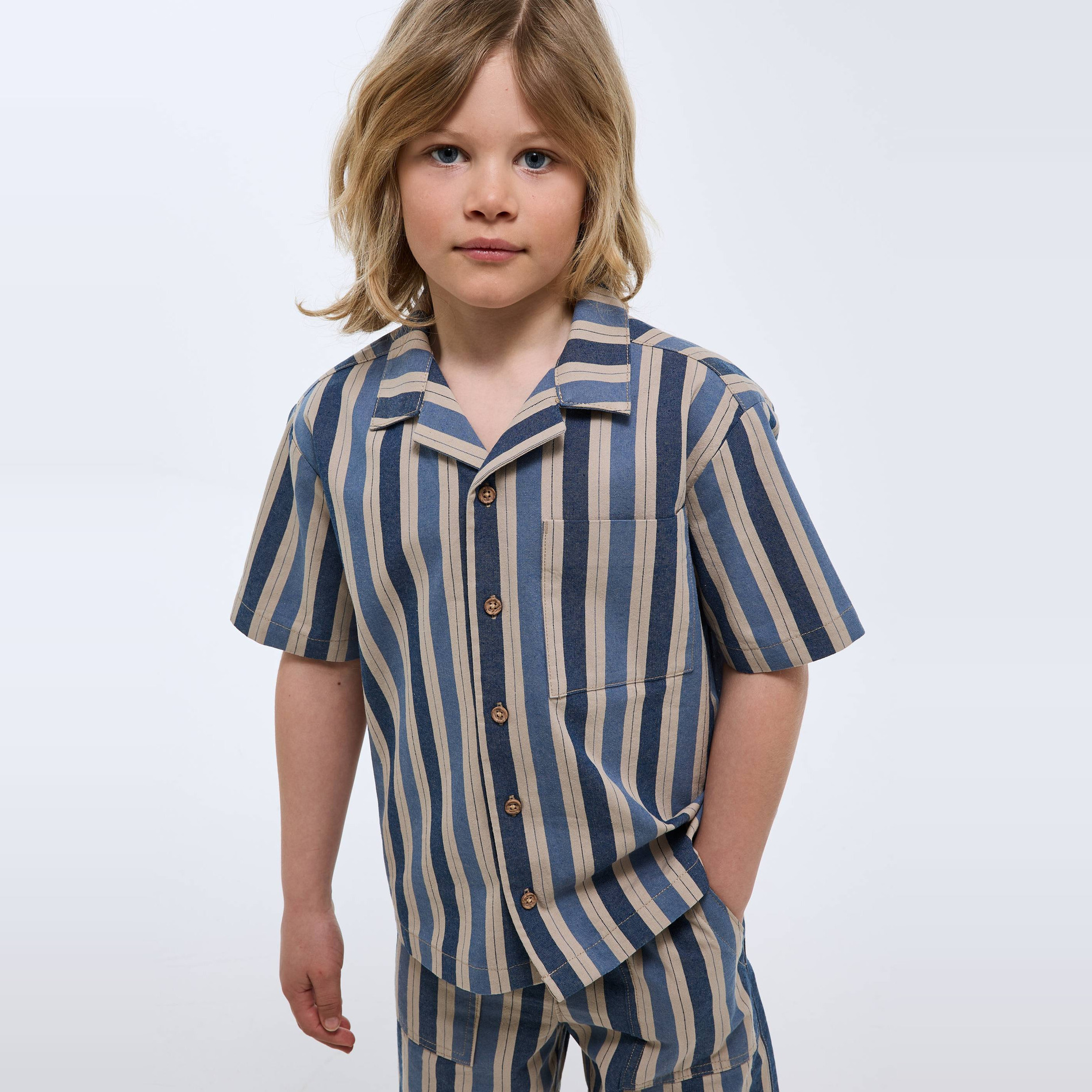 Chemise manches courtes rayée en coton BIO GOTS, MONOPRIX