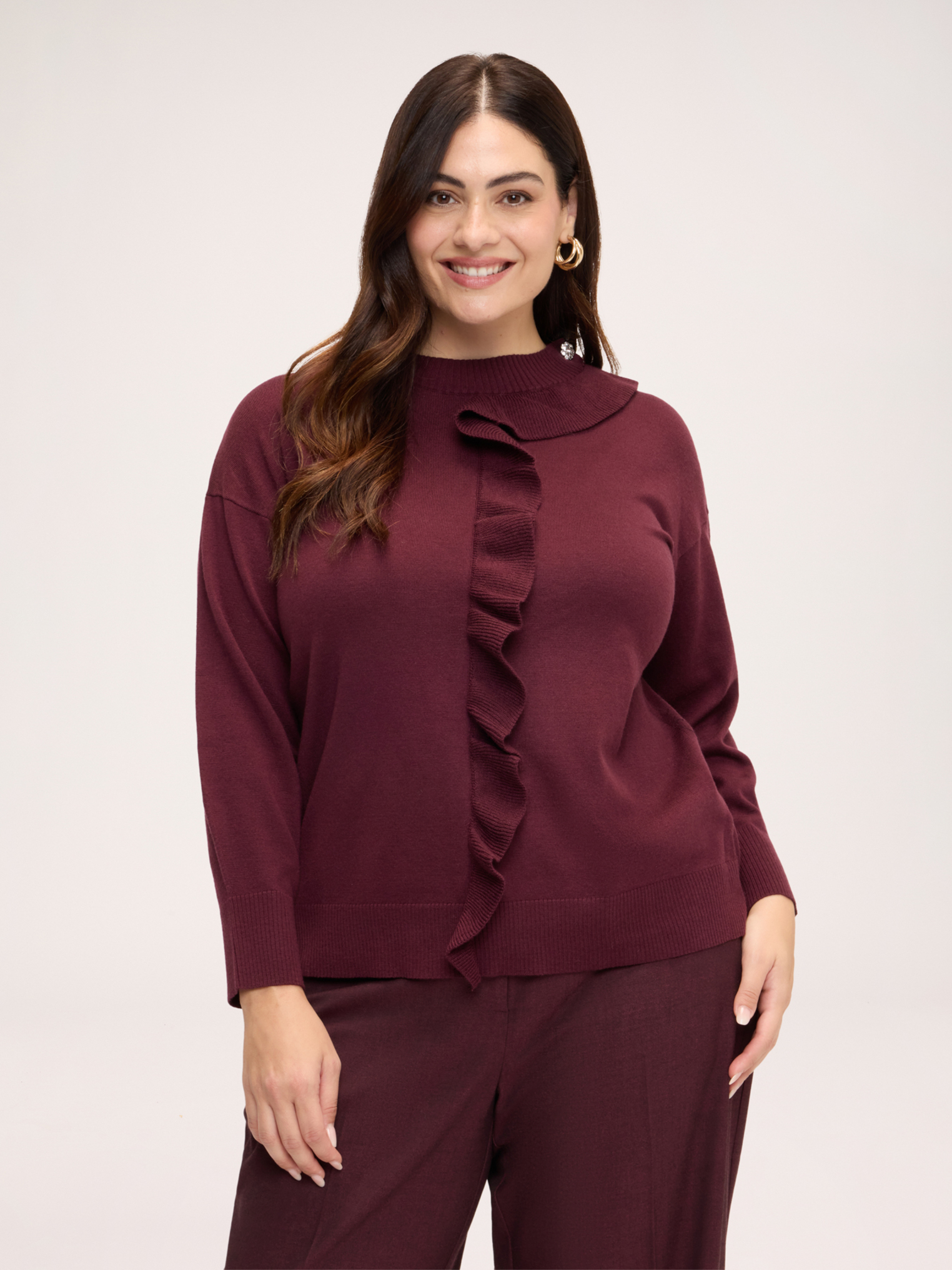 Pull col rond avec volant, FIORELLA RUBINO