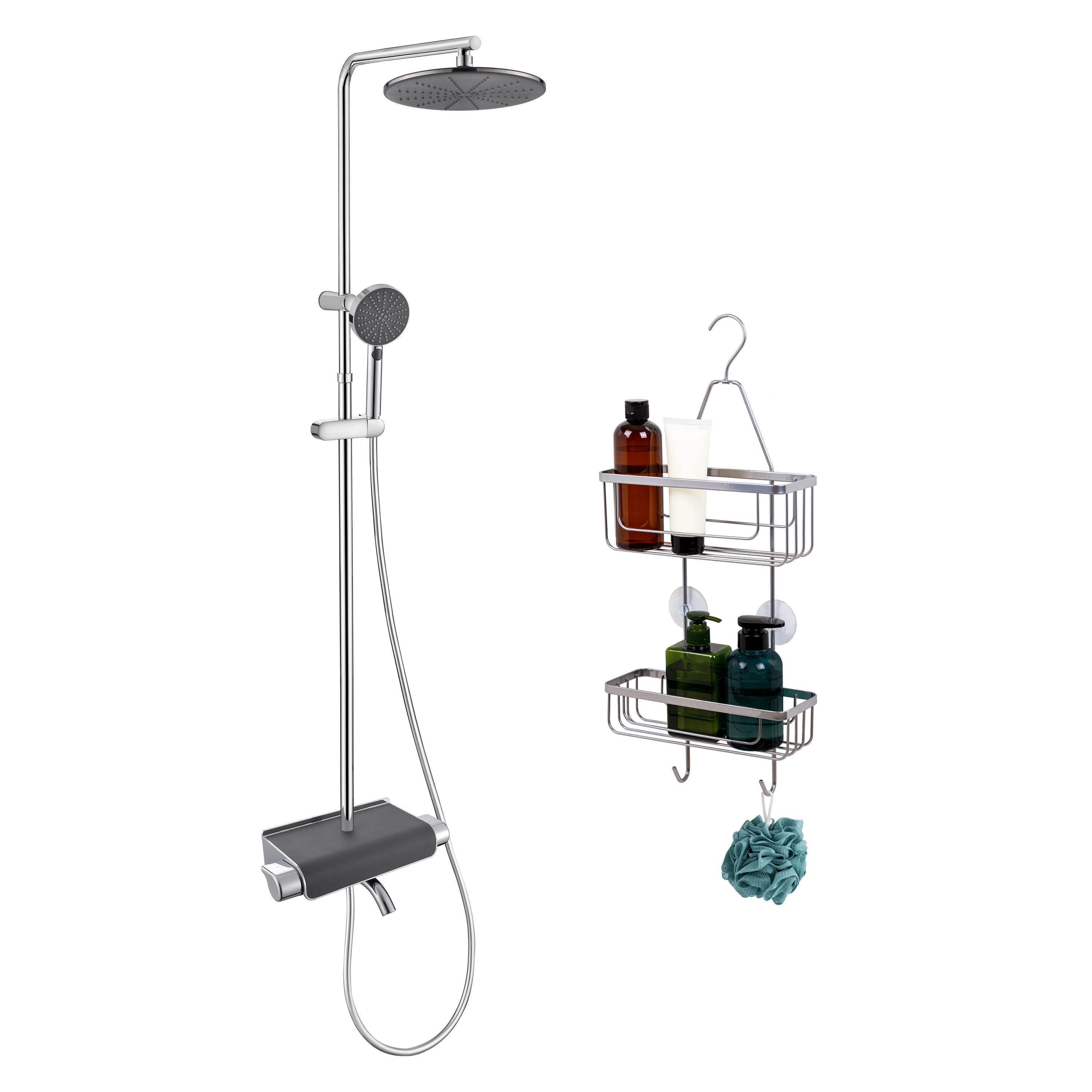 Colonne de douche thermostatique et étagère, EASY, SENSEA