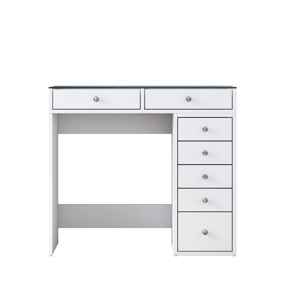 Coiffeuse 7 tiroirs avec plateau en verre L90cm- TIYA, DRAWER
