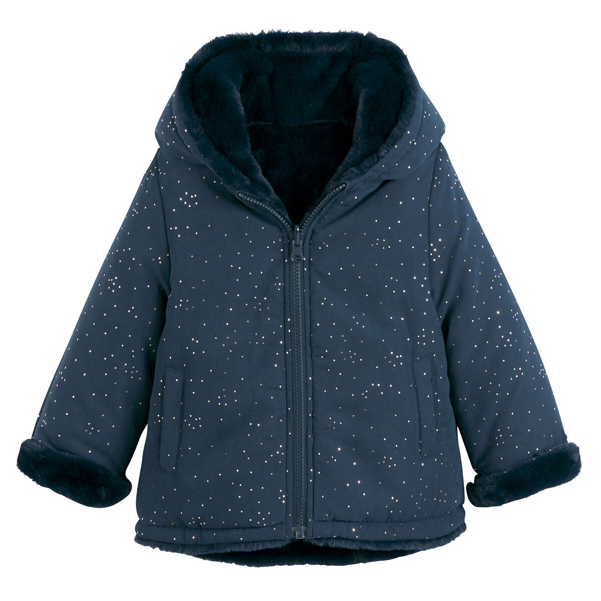 Warme parka met kap, omkeerbaar