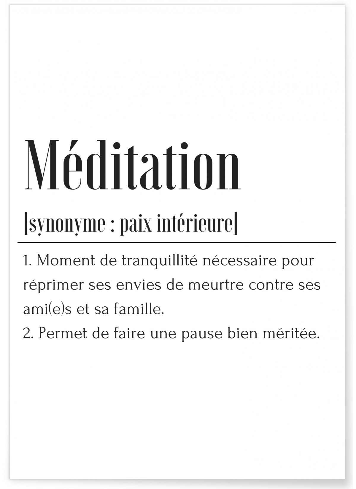 Affiche Définition Méditation, L'AFFICHERIE
