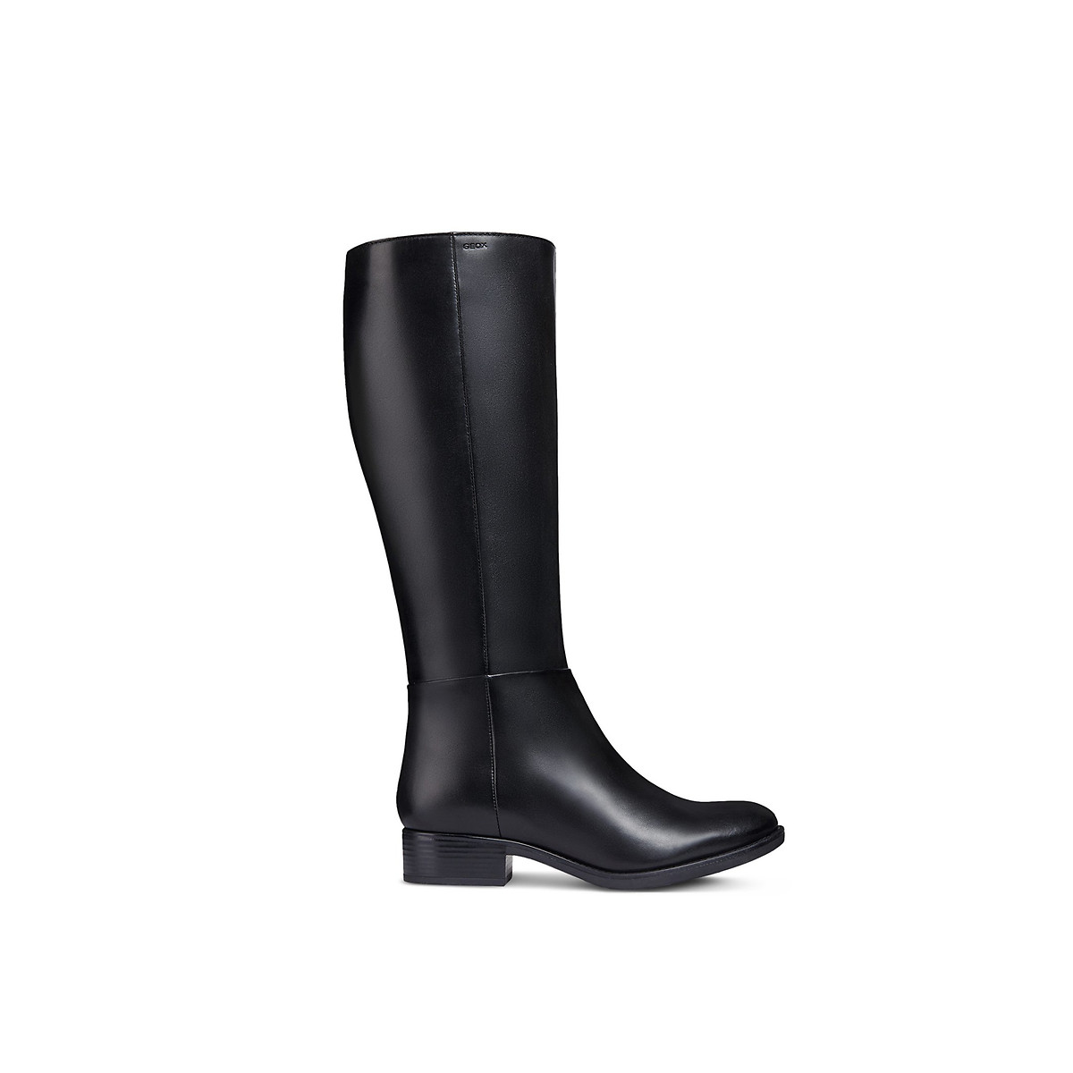 D felicity leather knee-high boots with heel, black, Geox | La Redoute