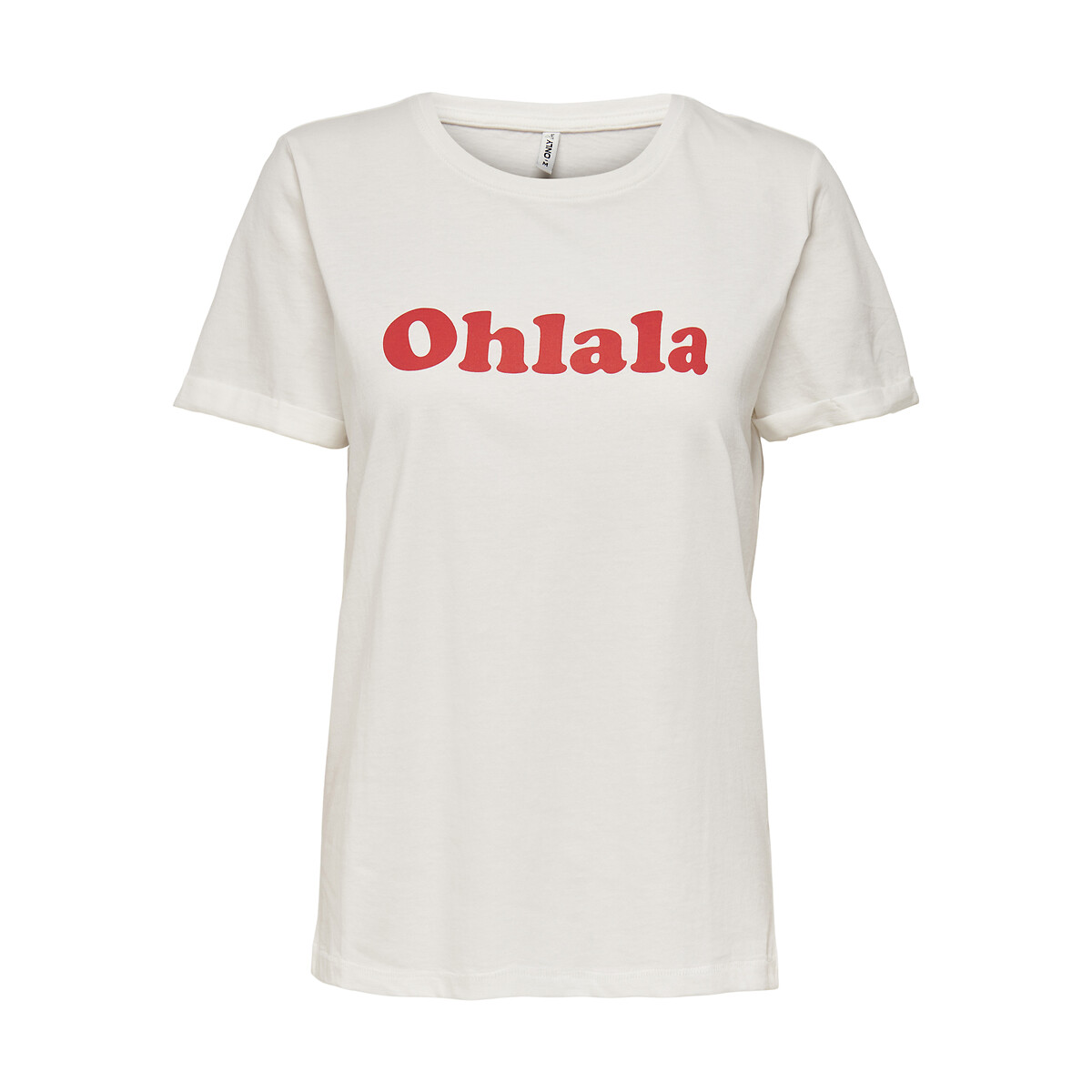 slogan print cotton t-shirt with short sleeves