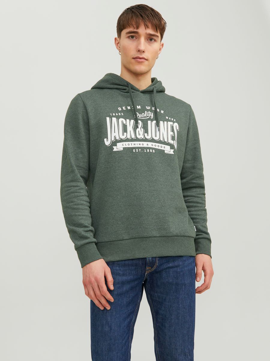 Sweat à Capuche Jack & Jones Jjcolton - Logo, Coupe Standard, 60% Coton 40% Polyester