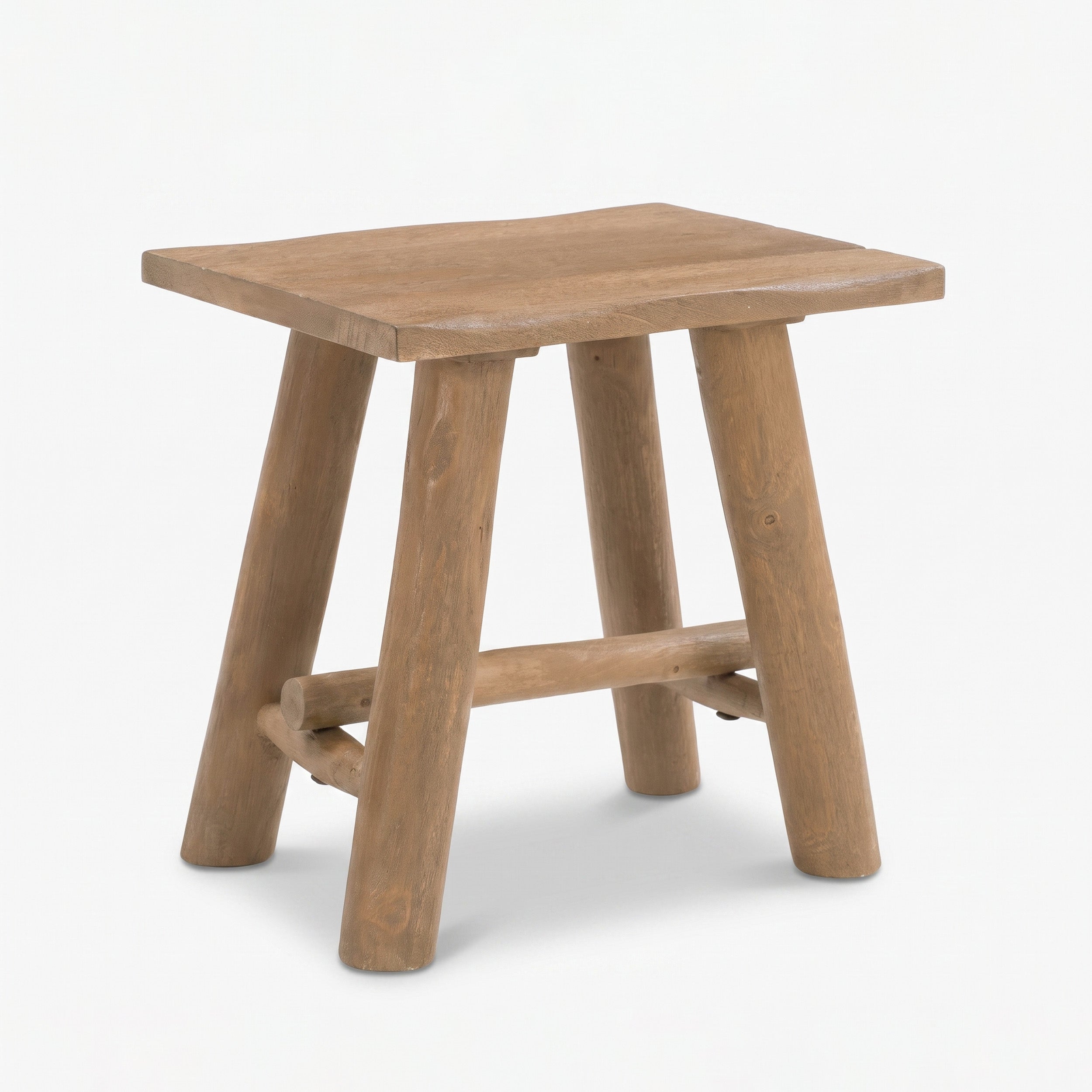 Tabouret en bois de manguier massif 46 cm, pieds en eucalyptus - TOXIS, MAISON PAVANE