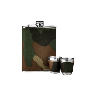 3-Piece Hip Flask Set in Camouflage, 8oz SO'HOME