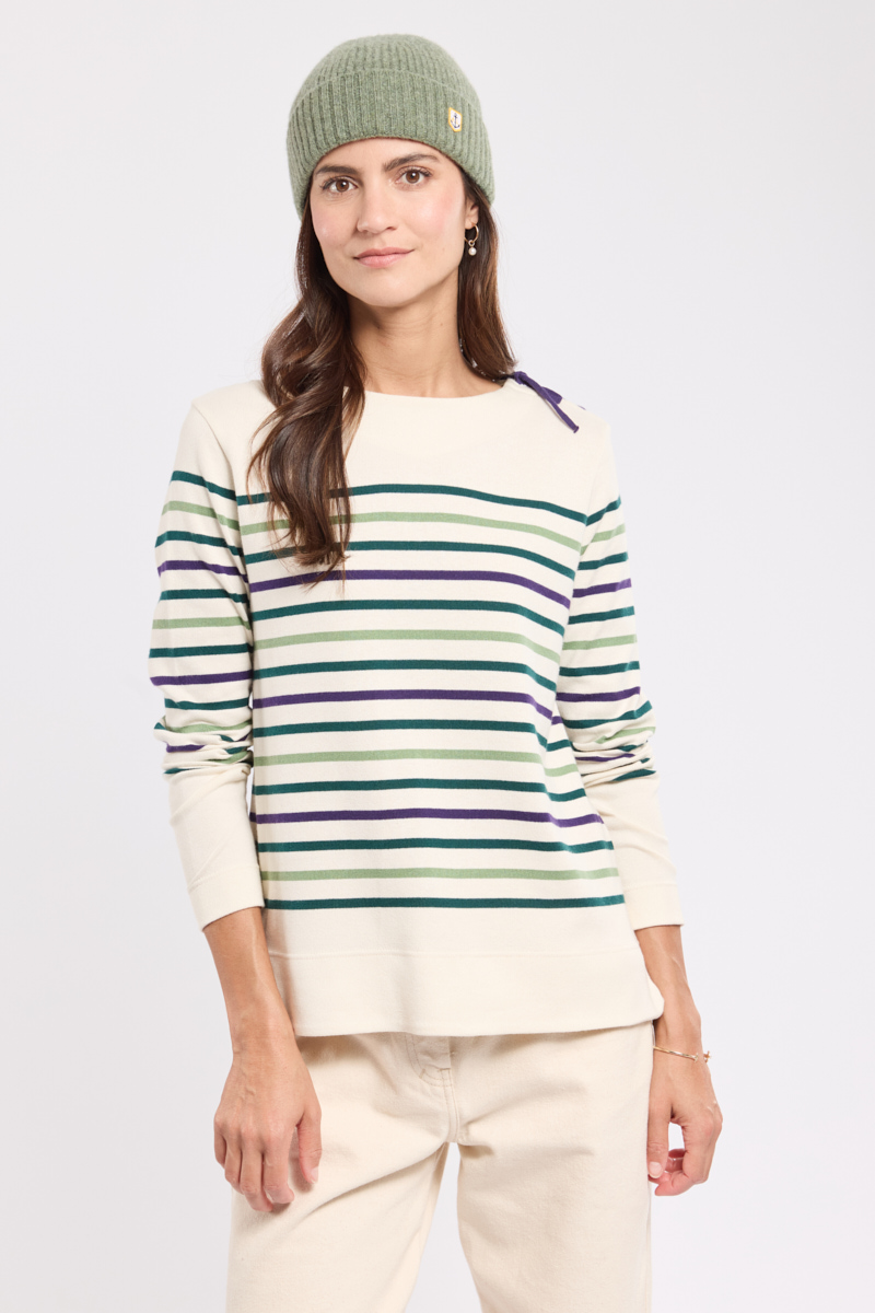 Marinière épaule avec lacet en coton, ARMOR-LUX