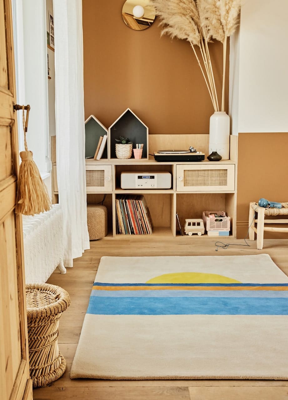 Tapis enfant rectangulaire épais, Coton bio GOTS, SUNSET, BLEUU STUDIO