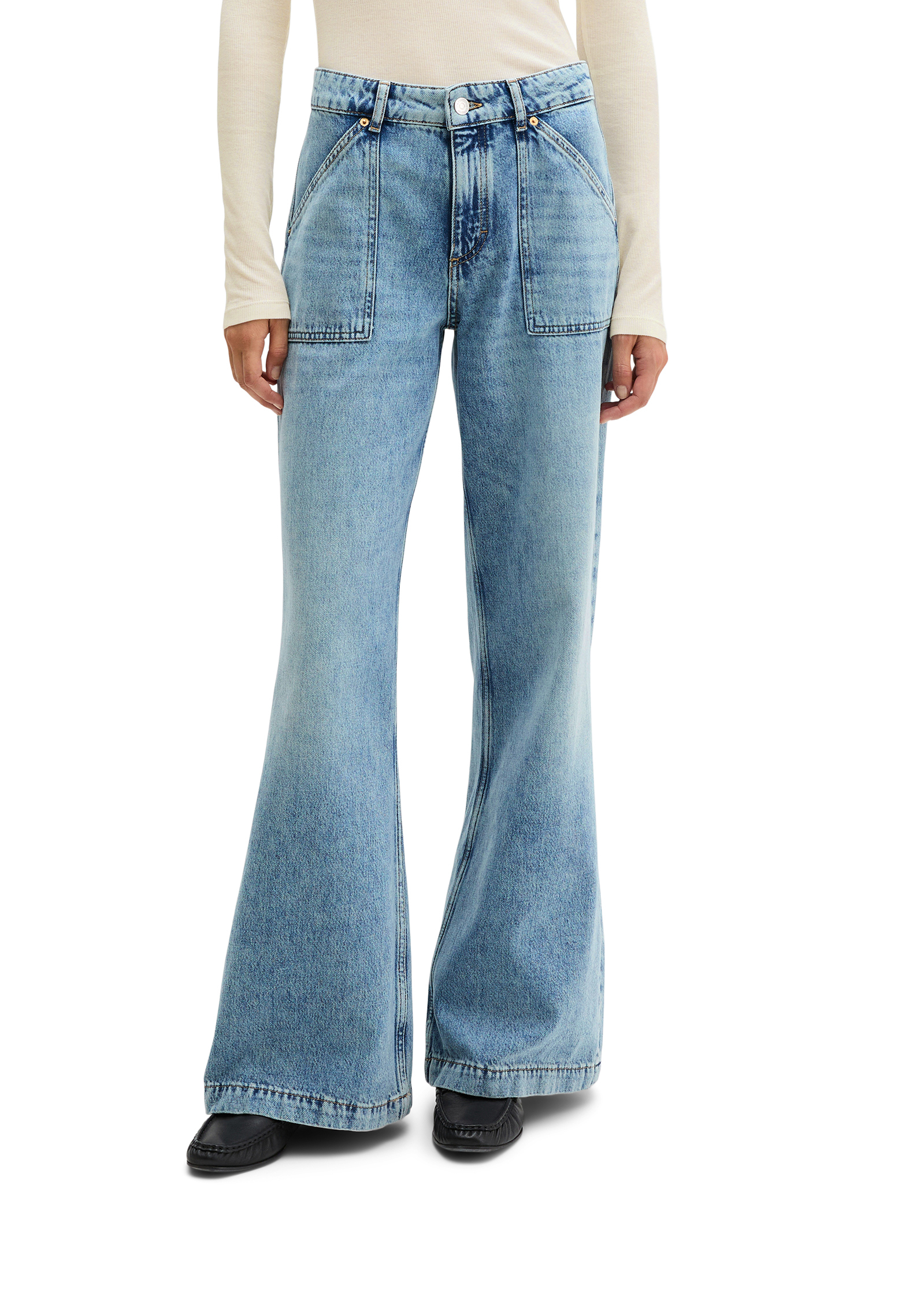 Jeans modèle Caya flared en pur coton, MARC O'POLO