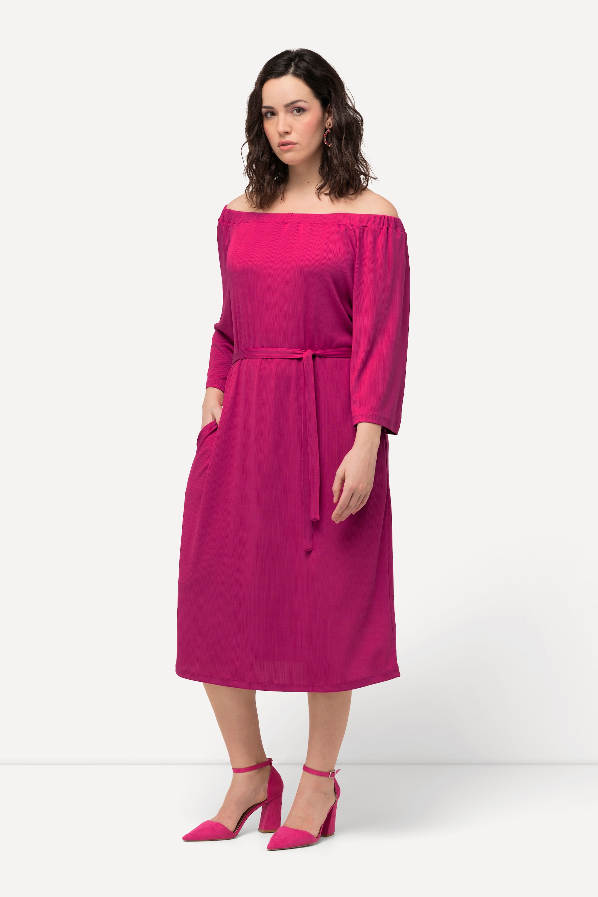 Robe midi en jersey texturé, ULLA POPKEN