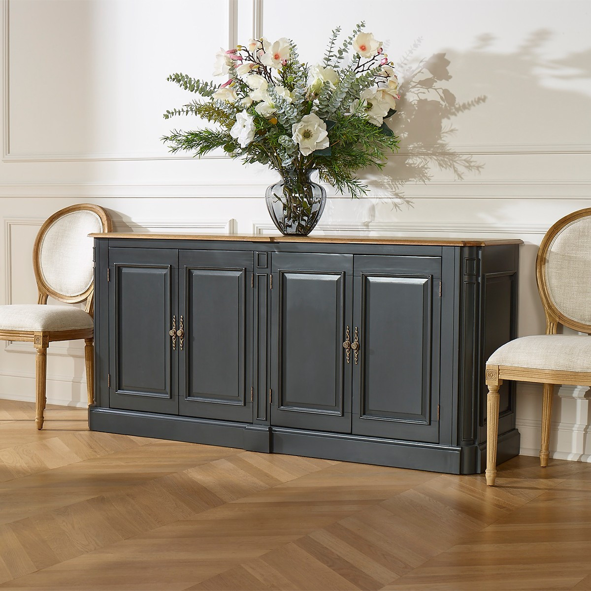 Buffet enfilade 4 portes, plateau en chêne ARTHEMISE, ROBIN DES BOIS