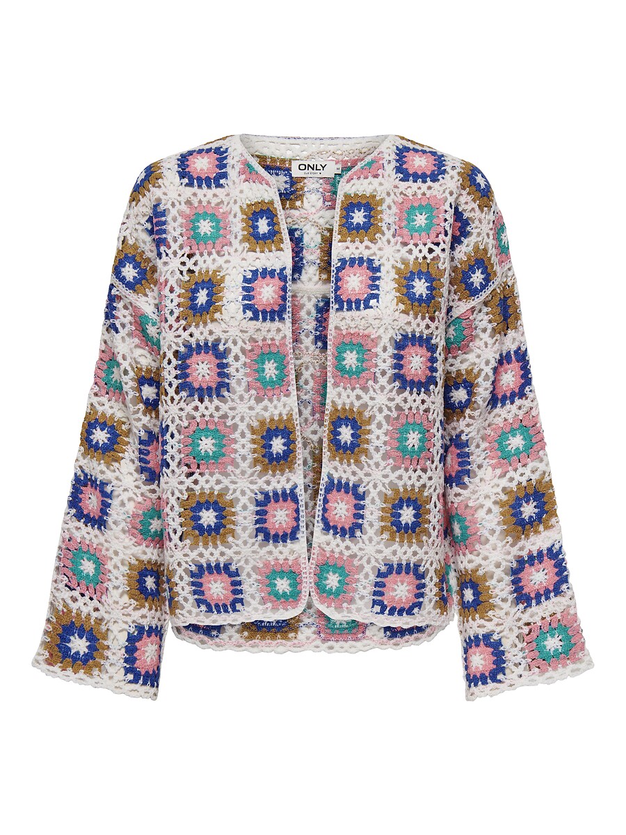 Crochet Crew Neck Cardigan, ONLY