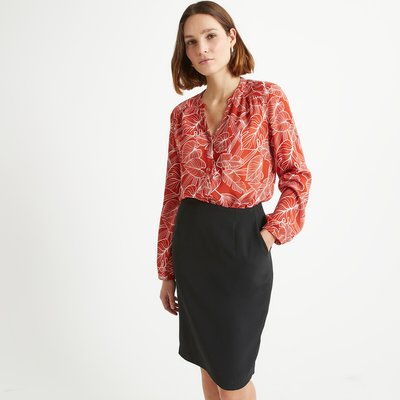 Floral Crew Neck Blouse with Long Sleeves ANNE WEYBURN