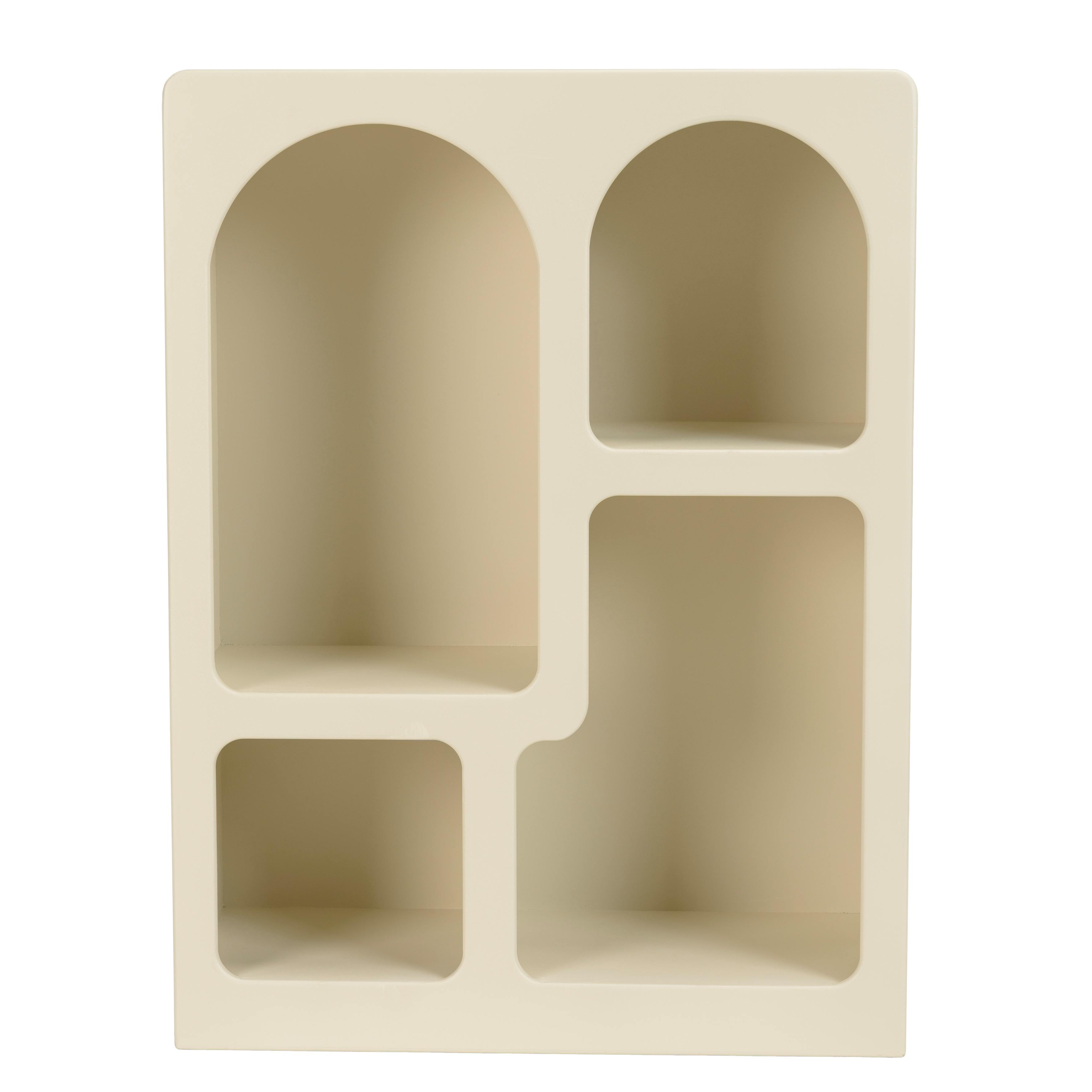 Etagère 4 niches 60x24cm en bois peint couleur beige NELIA, PIER IMPORT