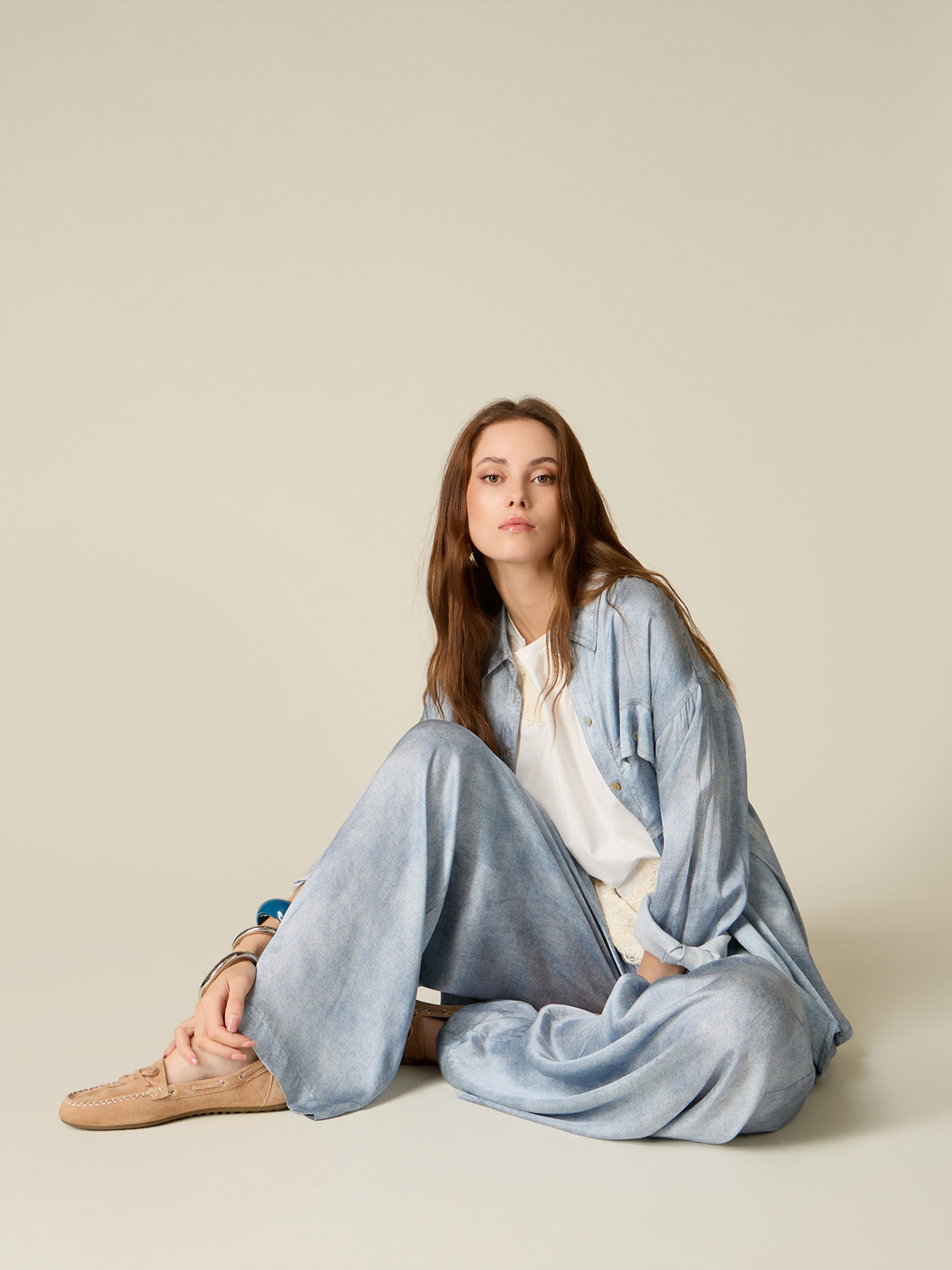Pantalon palazzo effet denim, OLTRE