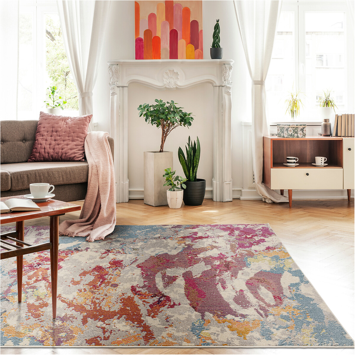 Colourful abstract rug, multi-coloured, So'home | La Redoute