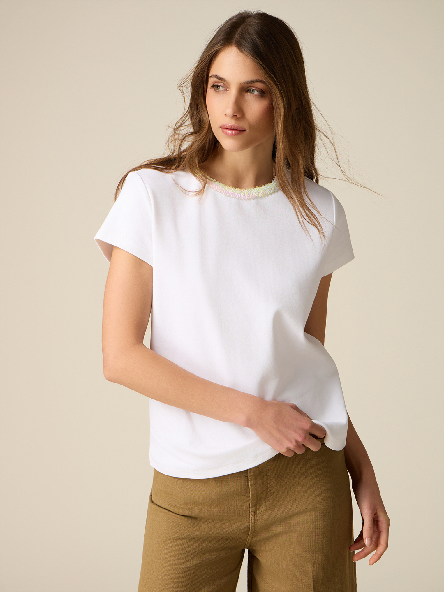 T-shirt avec détail paillettes, OLTRE