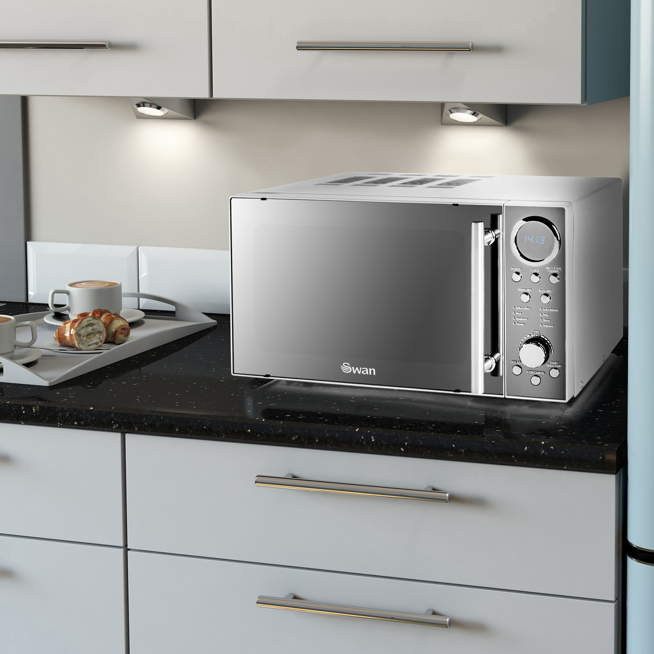 swan 800w digital microwave silver