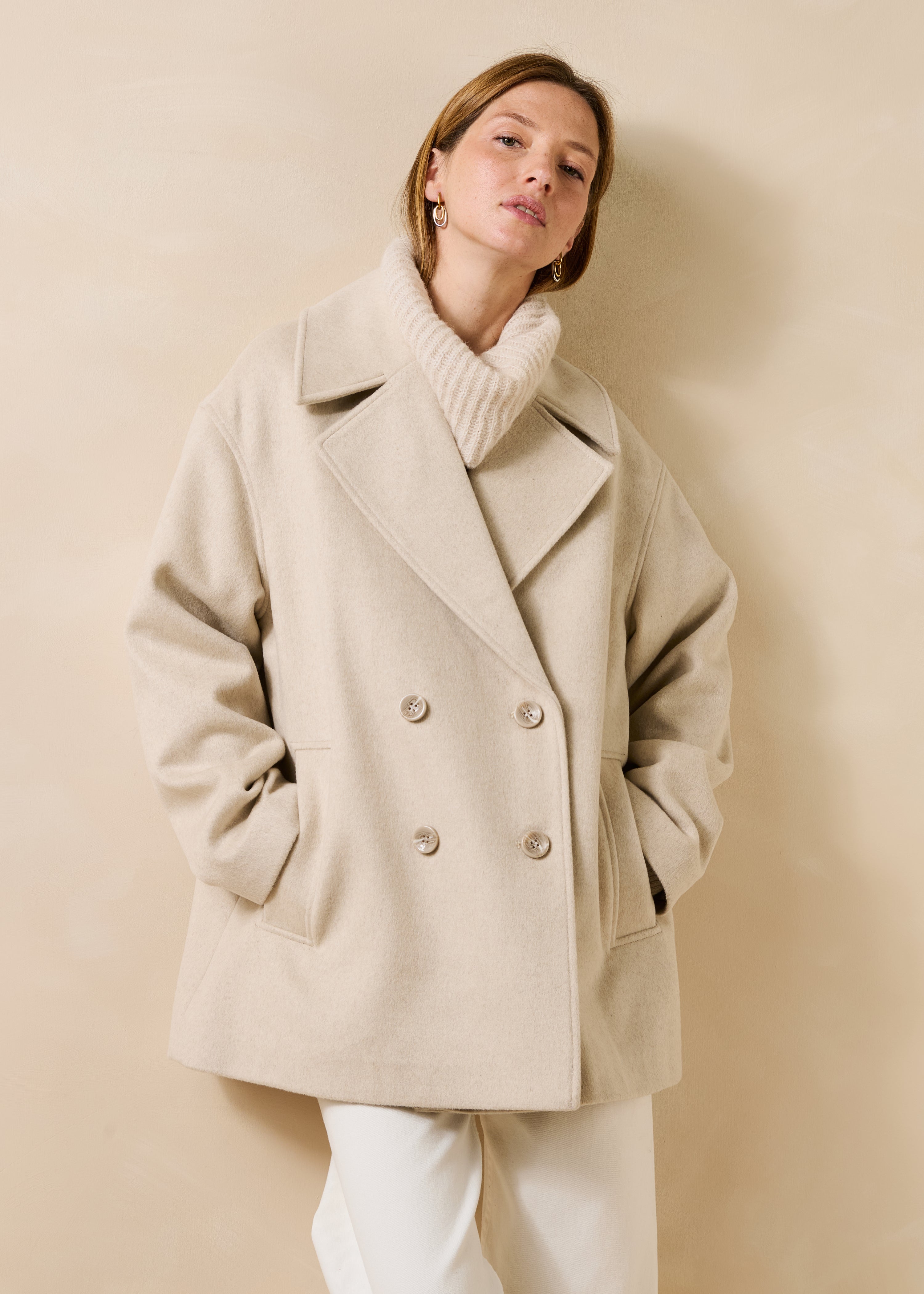 Manteau caban en laine, LA FEE MARABOUTEE
