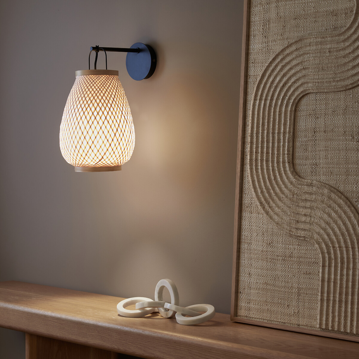 Titouan Bamboo & Rice Paper Wall Light by E. Gallina.