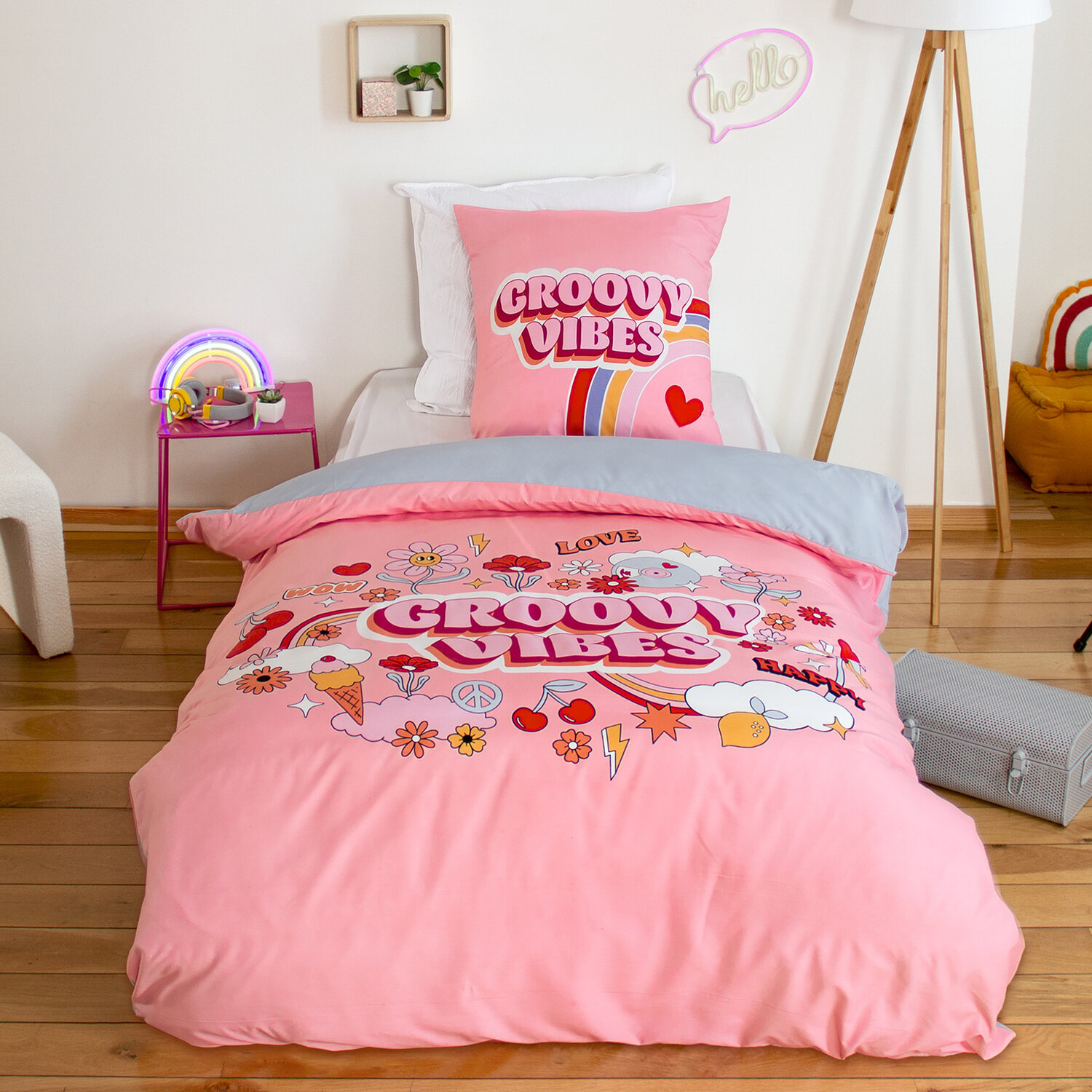 Parure de lit enfant microfibre, GROOVY VIBES, C DESIGN HOME TEXTILE