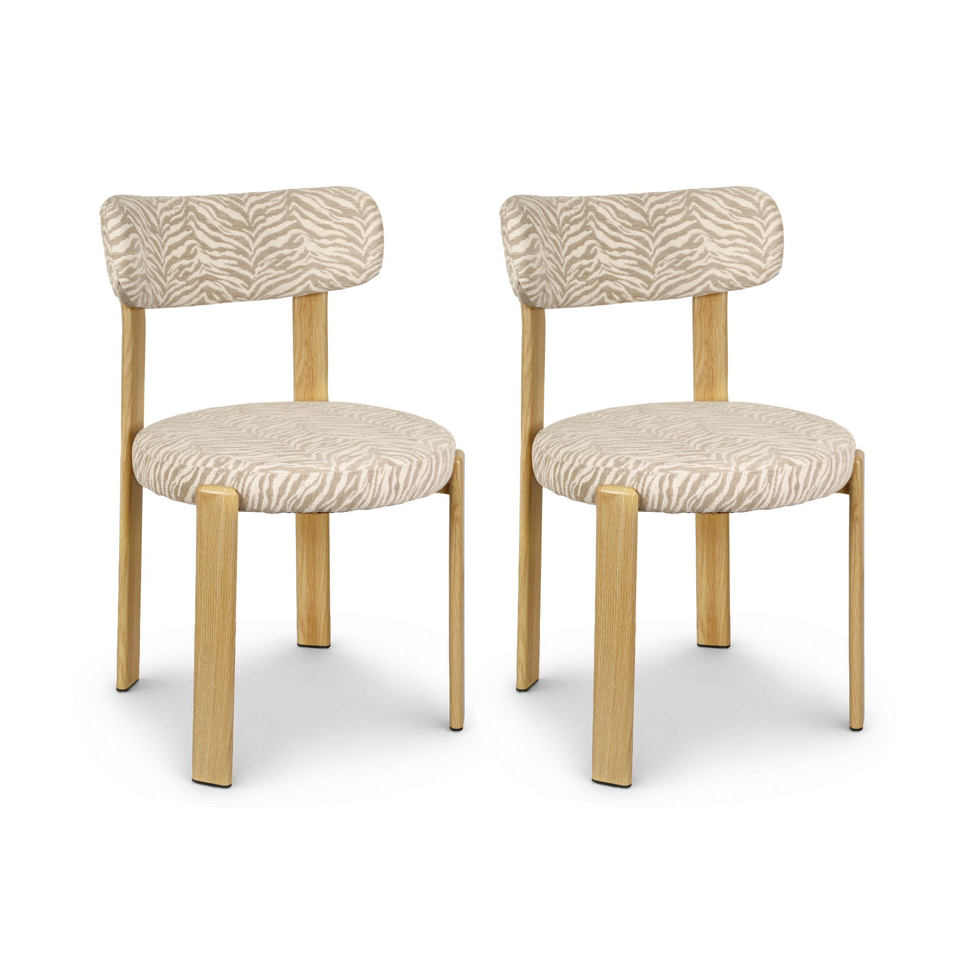 Lot de 2 chaises de table en tissu zébré, LILY, NOW'S HOME