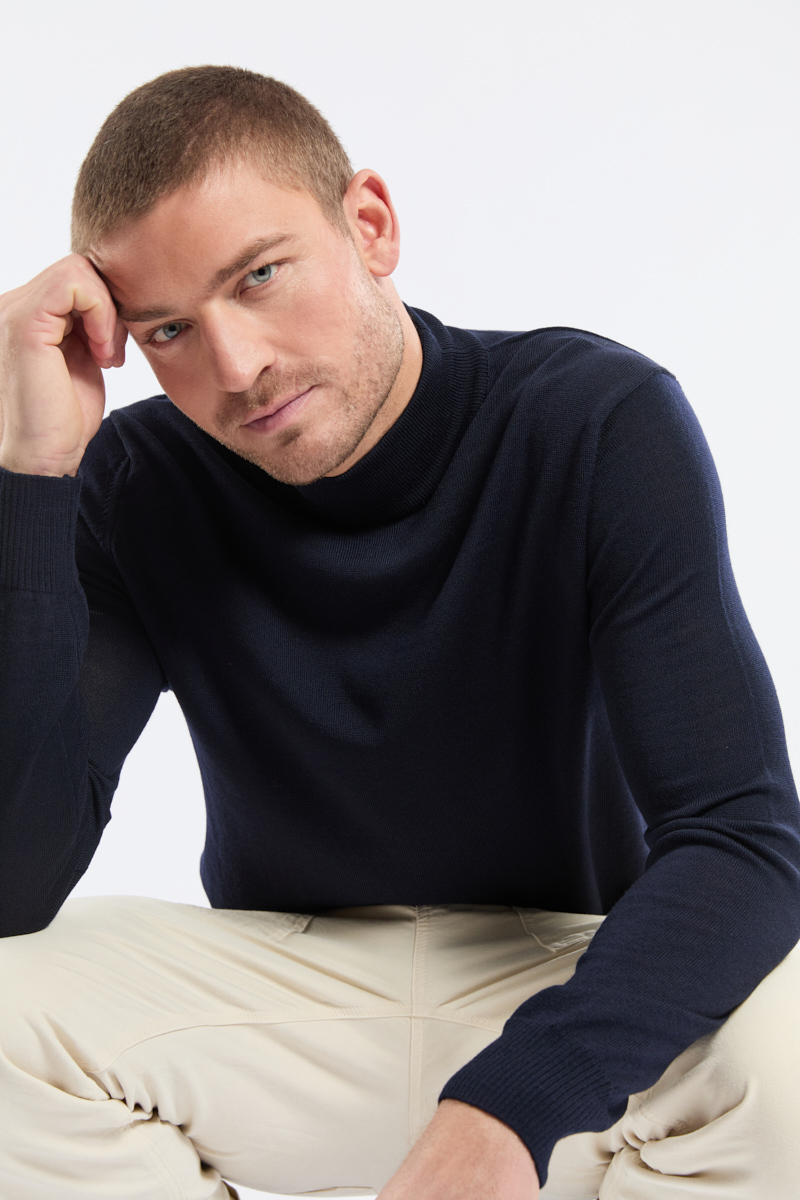 Pull col montant en laine mérinos, GUY DE BERAC
