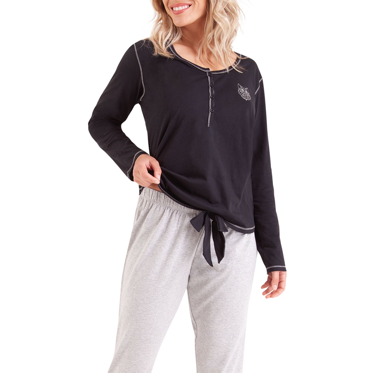 Pyjama manches longues col t, ATHENA