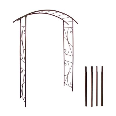 Kit arche de jardin pont en fer vieilli tubes ronds petit modèle + 4 supports poteaux à enfoncer CEMONJARDIN
