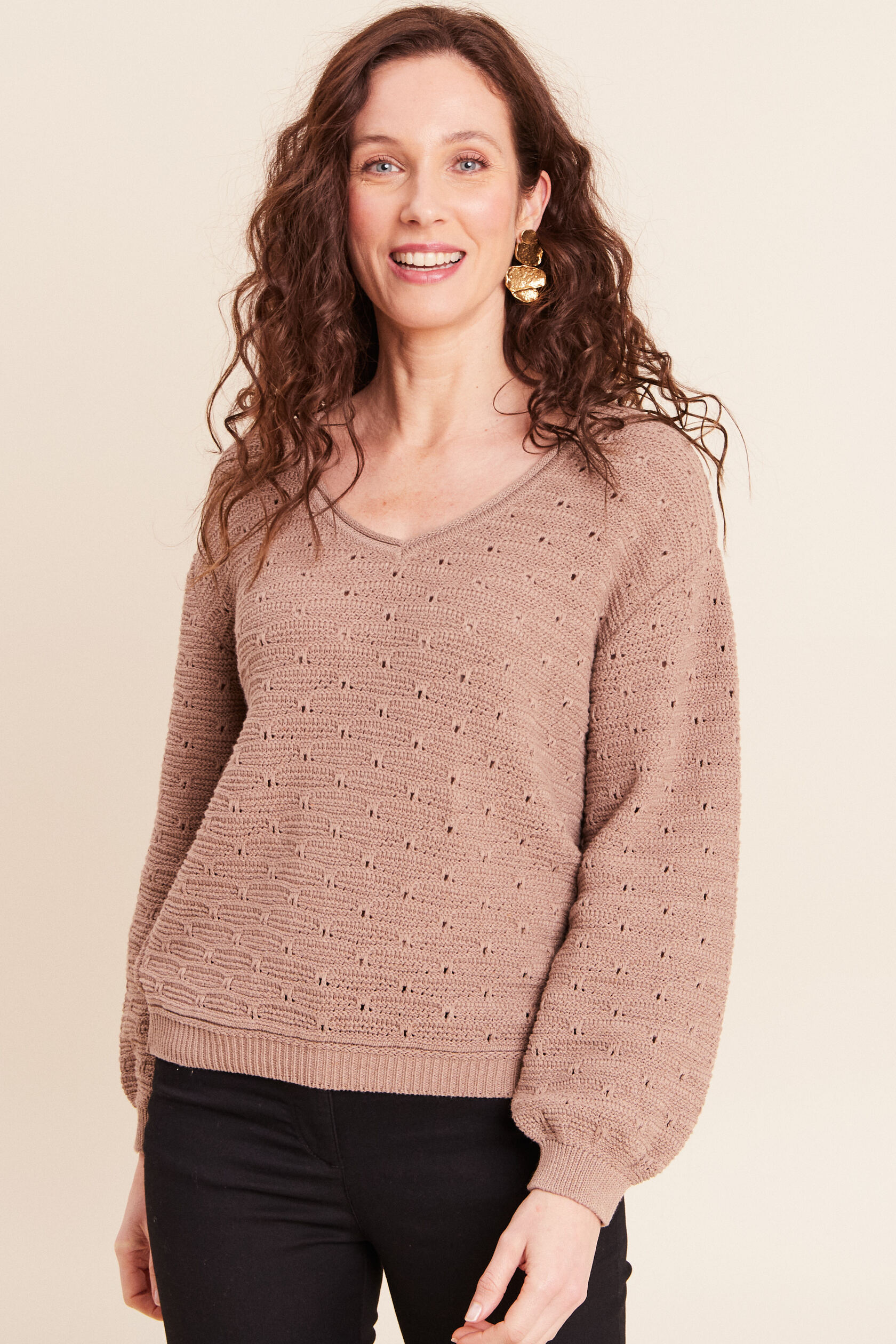 Pull droit long col v manches longues, BREAL