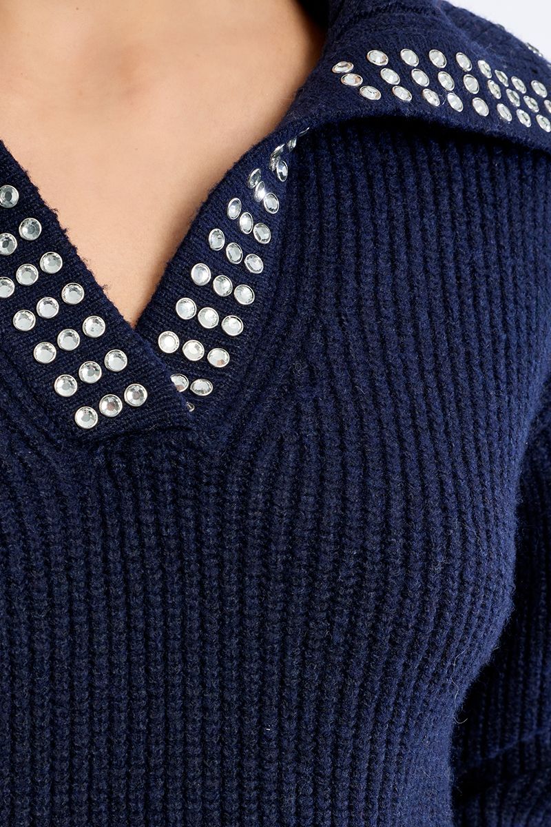 Pull en maille, col clouté, LILI SIDONIO