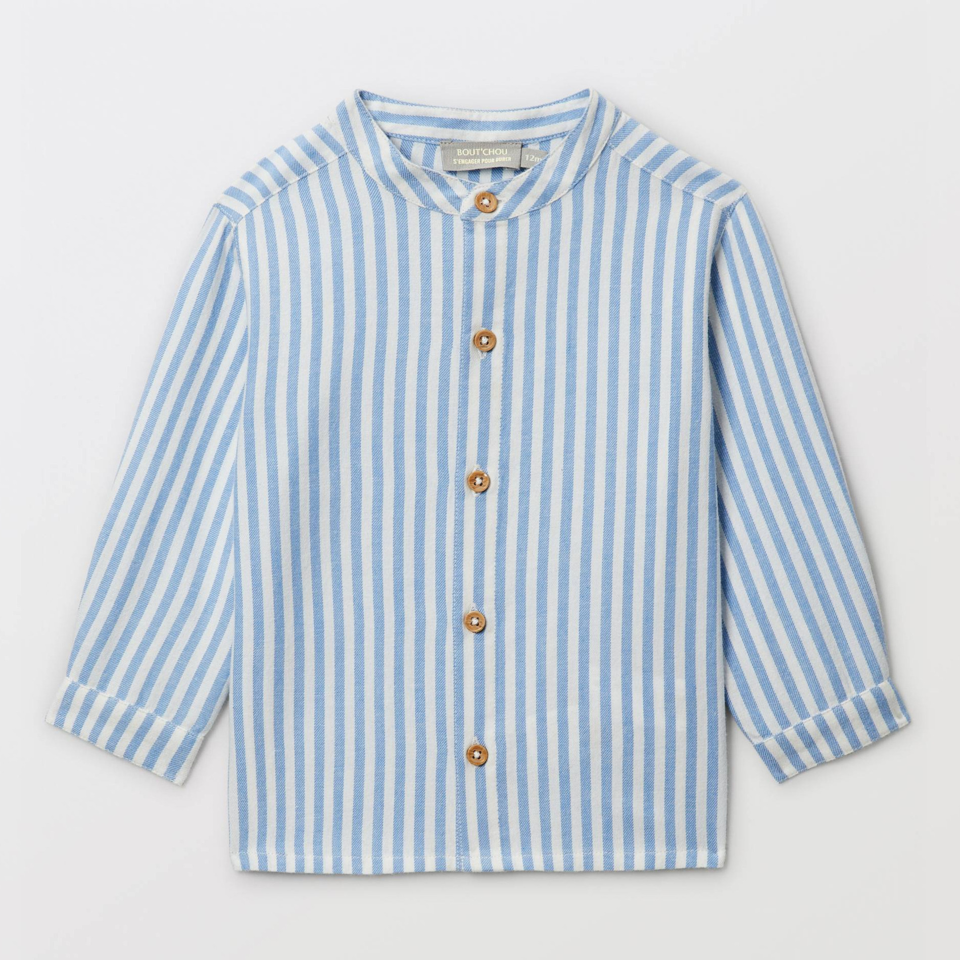 Chemise col mao rayée en coton BIO GOTS, BOUT'CHOU