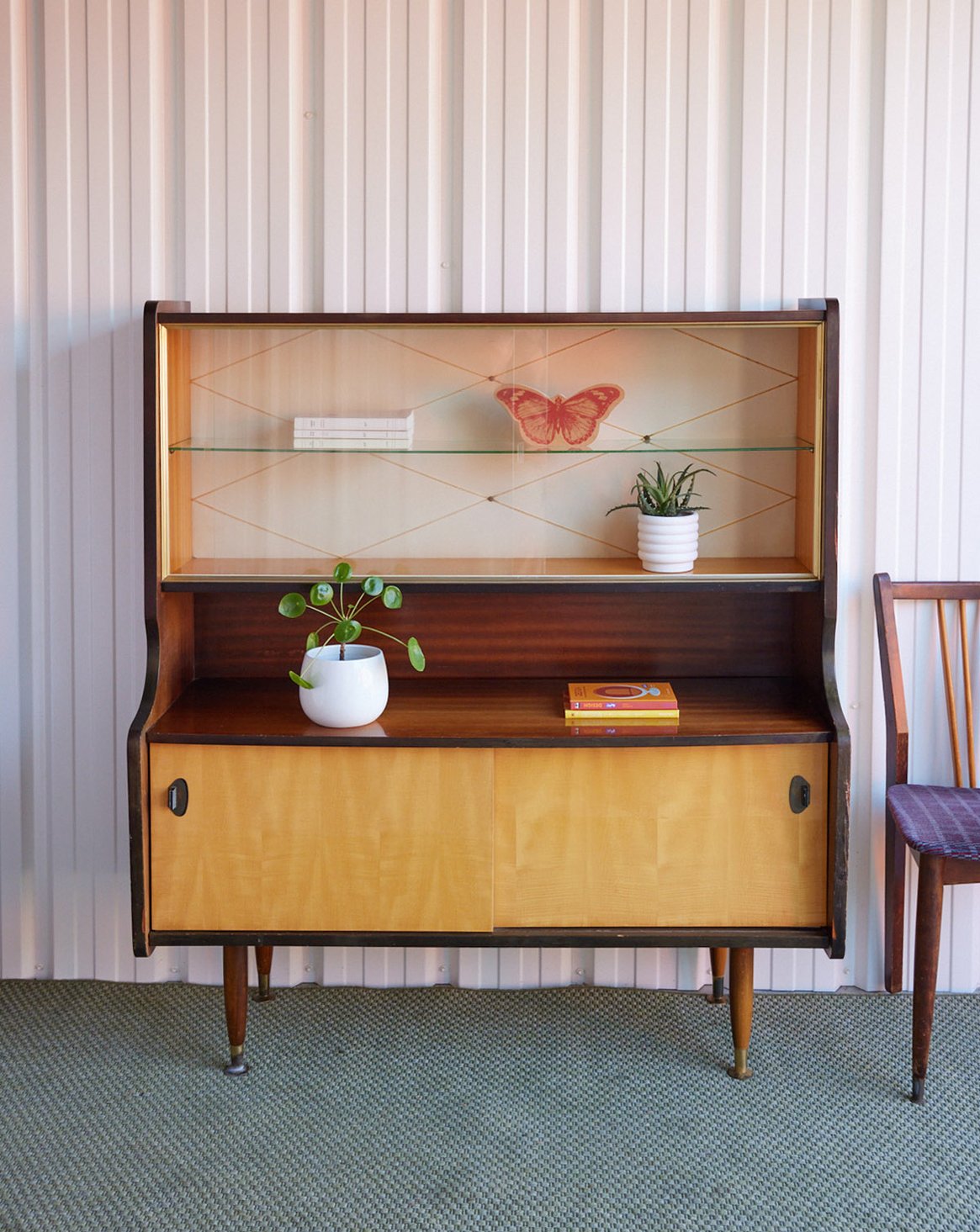 Vitrine style scandinave en bois Victoria N°1351 - Bon état, DEBONGOUT