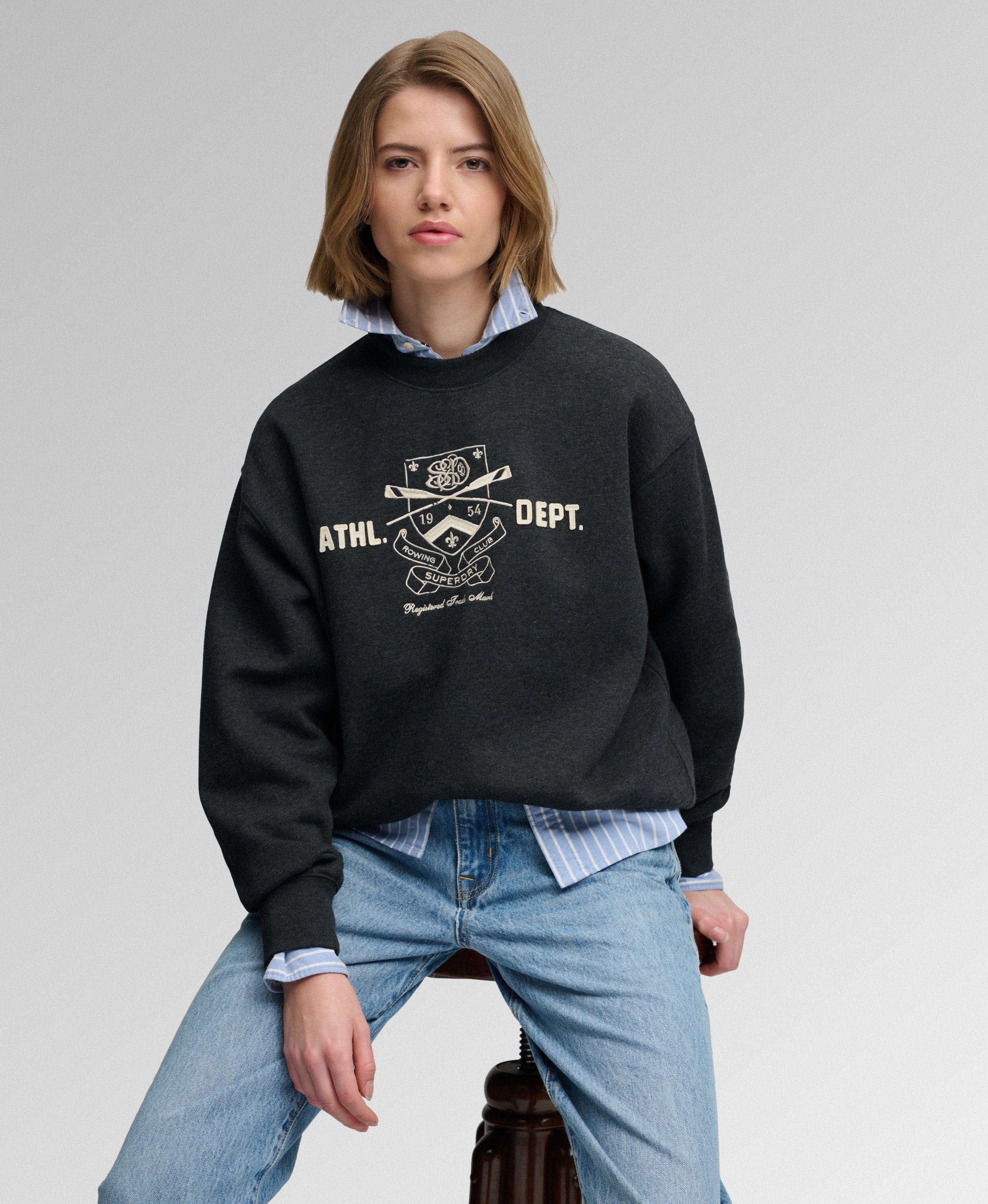 Sweatshirt Country Club Col Rond, SUPERDRY