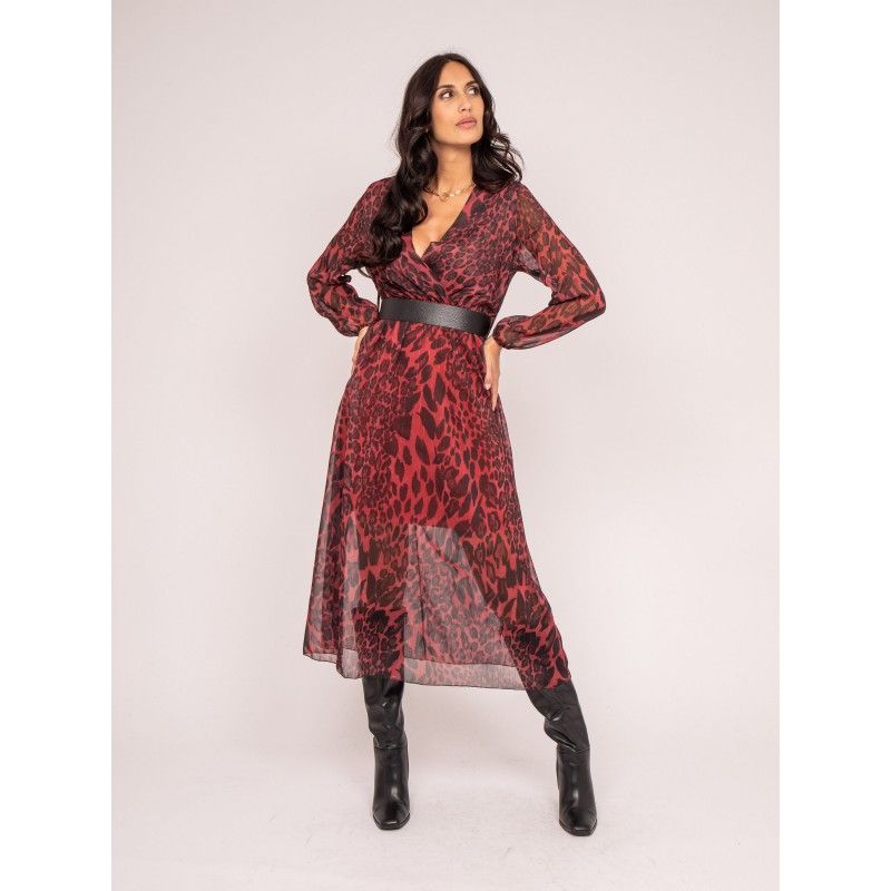 Robe droite fluide manche longue sales