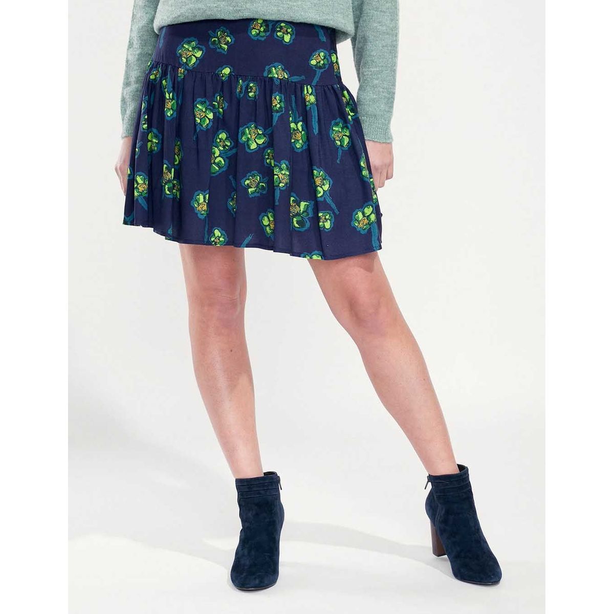 Jupe courte fluide on sale fleurie