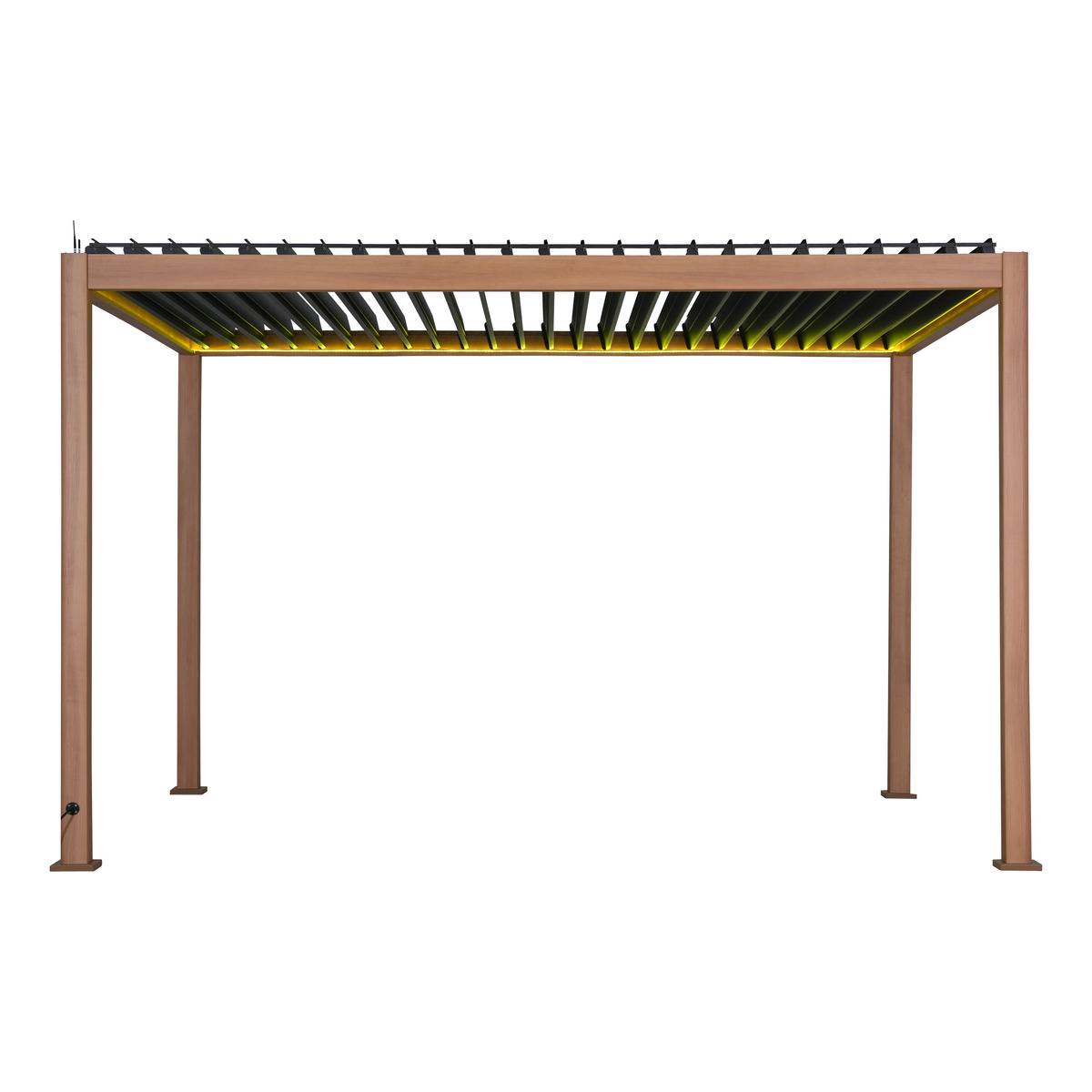Pergola bioclimatique en aluminium motorisée à LED 3,7x3,7m EVORA, HESPERIDE