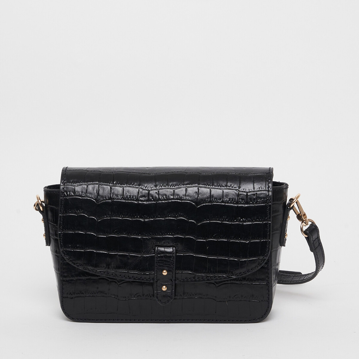 Servan crossbody bag in mock croc leather, black, Petite Mendigote | La ...