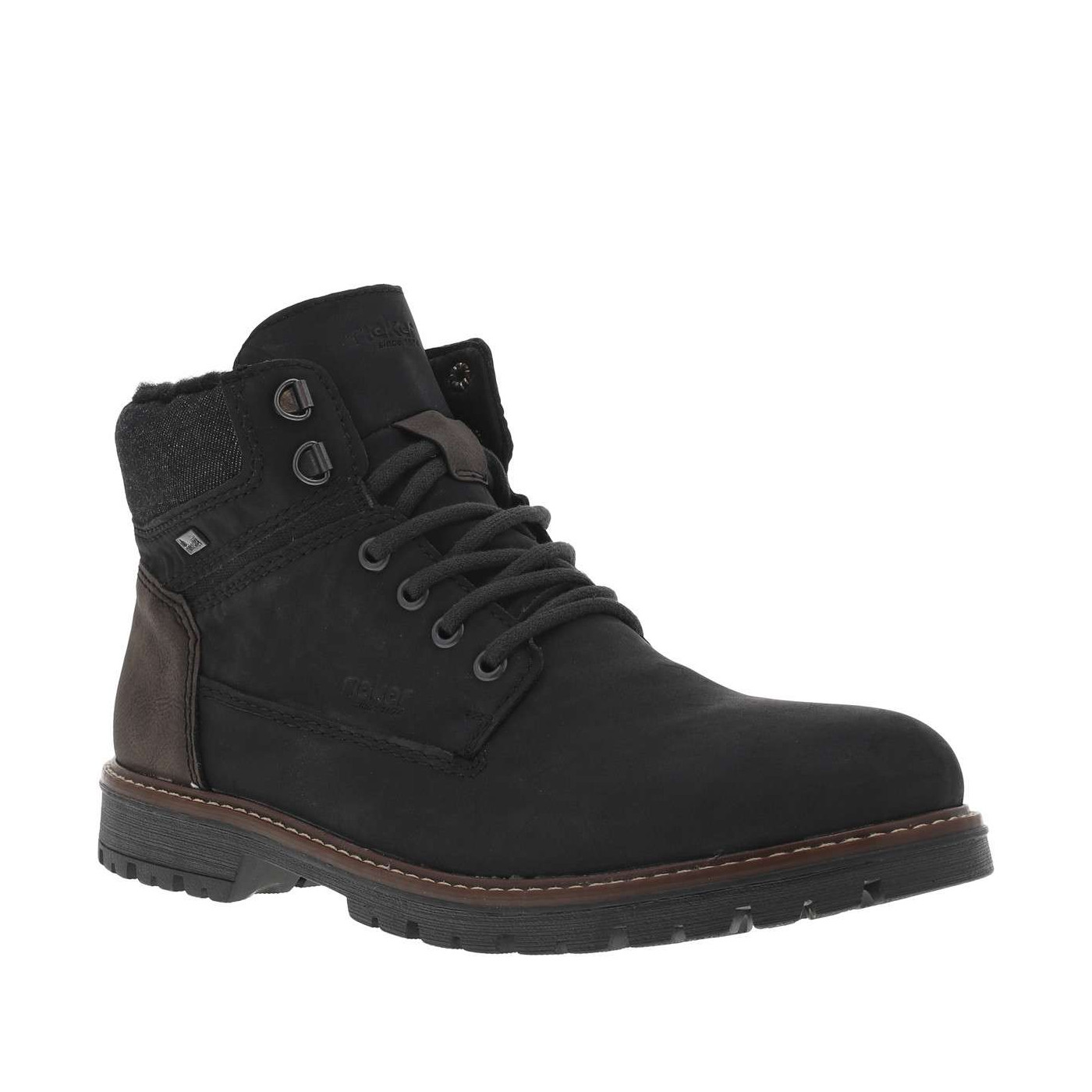 Bottines à talon plat avec un zip et des lacets ronds, RIEKER