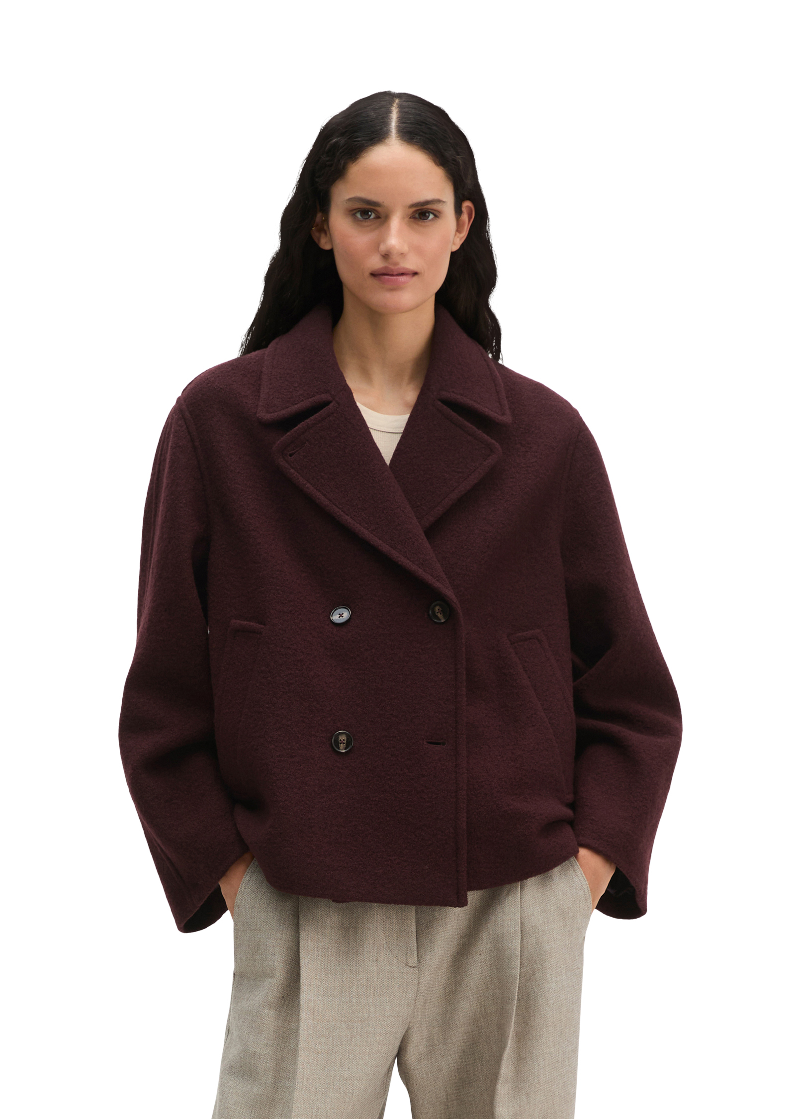 Veste caban coupe classique en laine bouillie italienne, MARC O'POLO