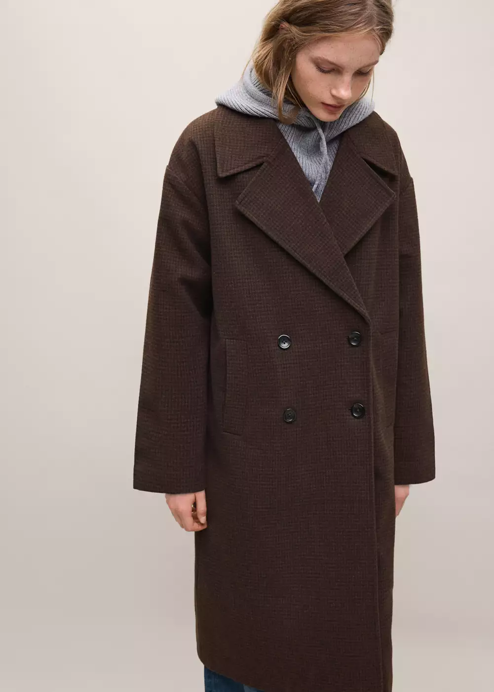 Manteau laine mélangée croisé, MANGO TEEN
