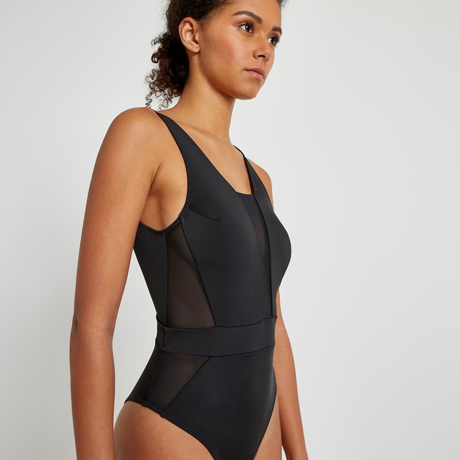 Tulle Panel Swimsuit, black, LA REDOUTE COLLECTIONS