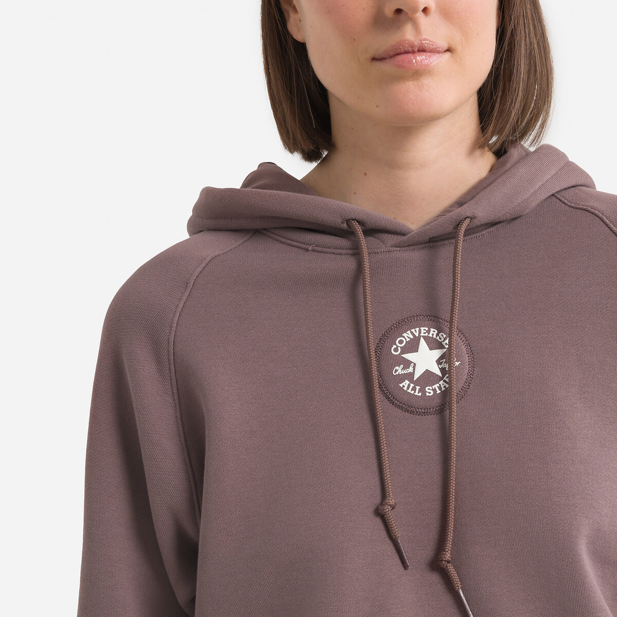Chuck taylor cropped hoodie with logo print in cotton brown