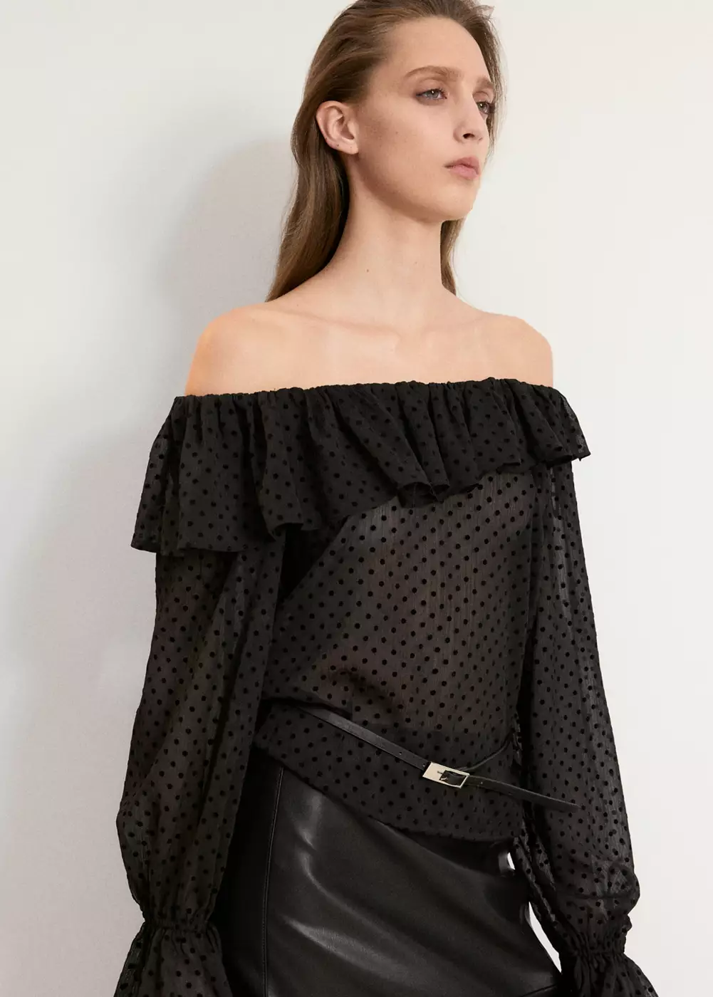 Blouse semi-transparente pois, MANGO