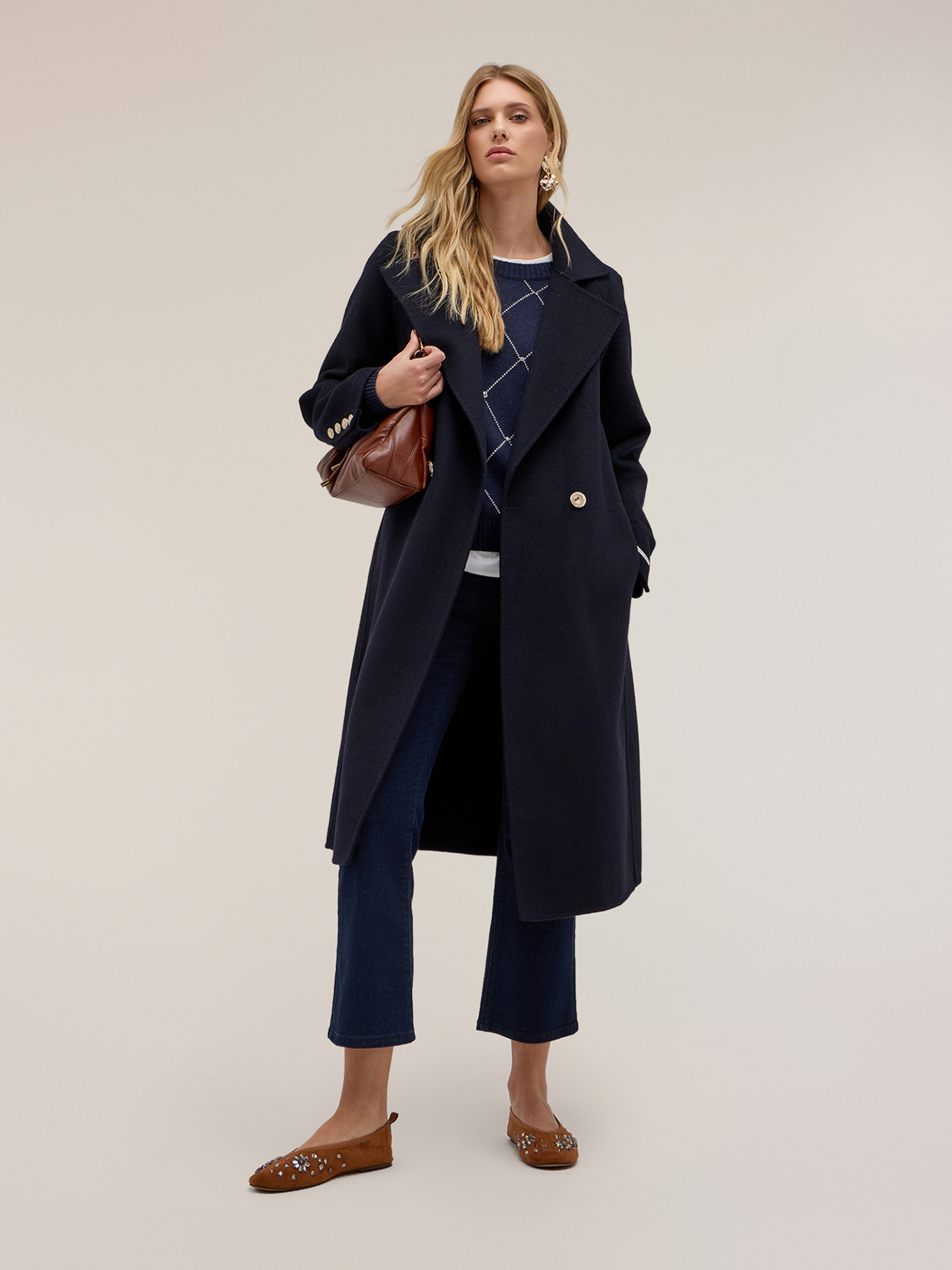 Manteau croisé à ceinture, MOTIVI