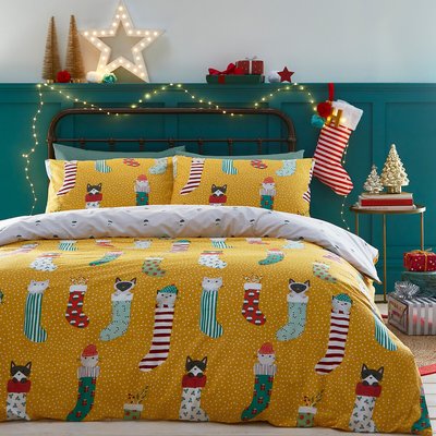 Meowy Christmas Cotton Blend Duvet & Pillowcase Set SO'HOME